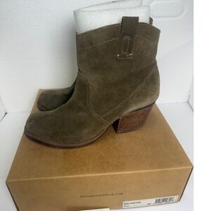 Matisse Galveston Ankle Boots Women 9 Olive Good Suede Western Block Heel Square